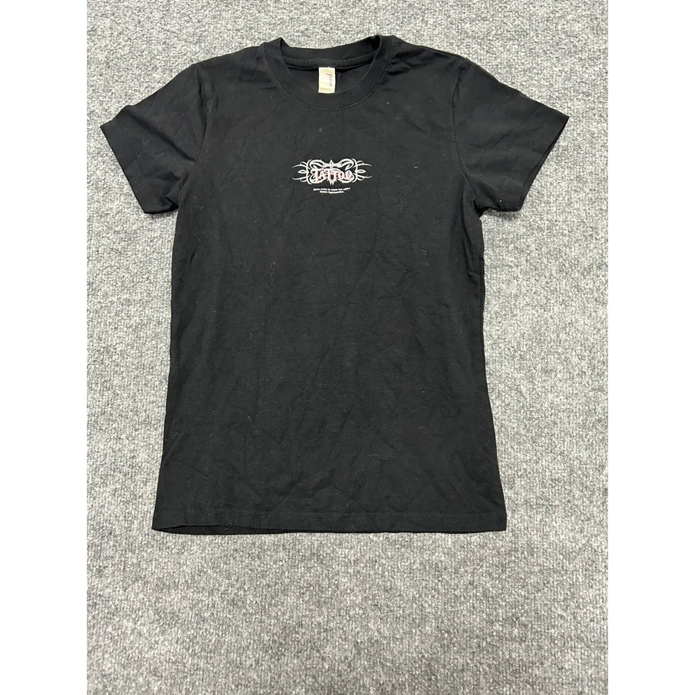 Anvil T-Shirt Womens Size M Black Graphic Slim Fit Cotton Stretch Short Sleeve